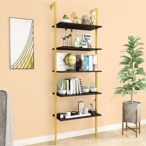 5-Tier Bookshelf Solid Wood Ladder Shelf
