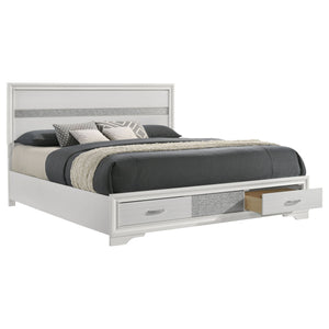 California King Storage Platform Bed With 2 Drawer - White