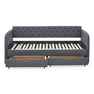 Daybed With Trundle And Storage Drawers, Flat Arms With Pocket