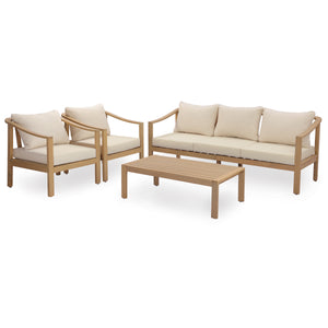 4-Piece Teak Finish Acacia Wood Outdoor Patio Set