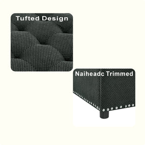 Tufted Storage Ottoman with Nailhead Trim - Dark