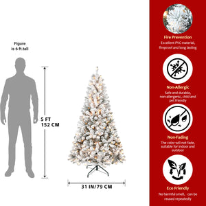 5FT Flocked Christmas Tree with 150 Warm Lights