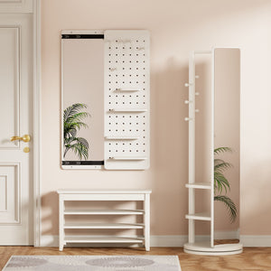 Wall Mounted Full Length Mirror With Shelf And Hook