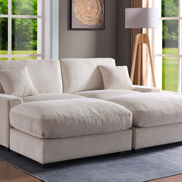 4 Seater Oversized Sectional Sofa With 2 Ottoman And 2 Pillows