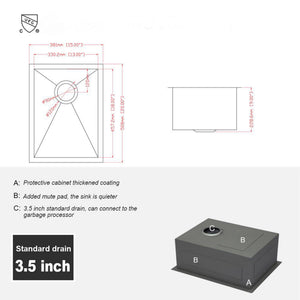 Modern Style Undermount Sink With Stainless Steel, Deep Single Bowl