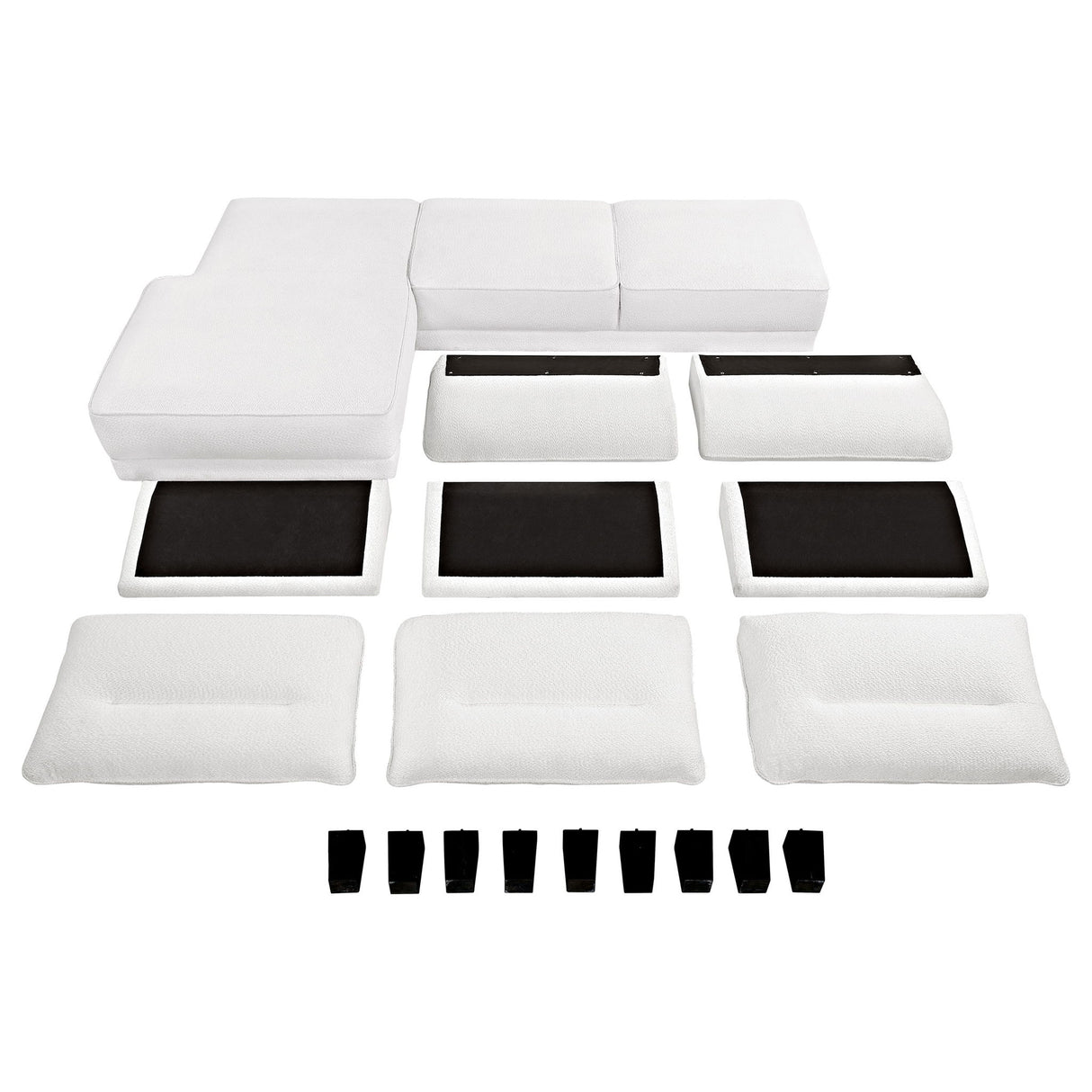 Granholm - Upholstered Curved Arm Sectional Sofa - White