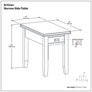 Artisan - Handcrafted Narrow Side Table