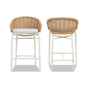 Santorini 28" Wicker Back Outdoor Bar Stool Set of 2