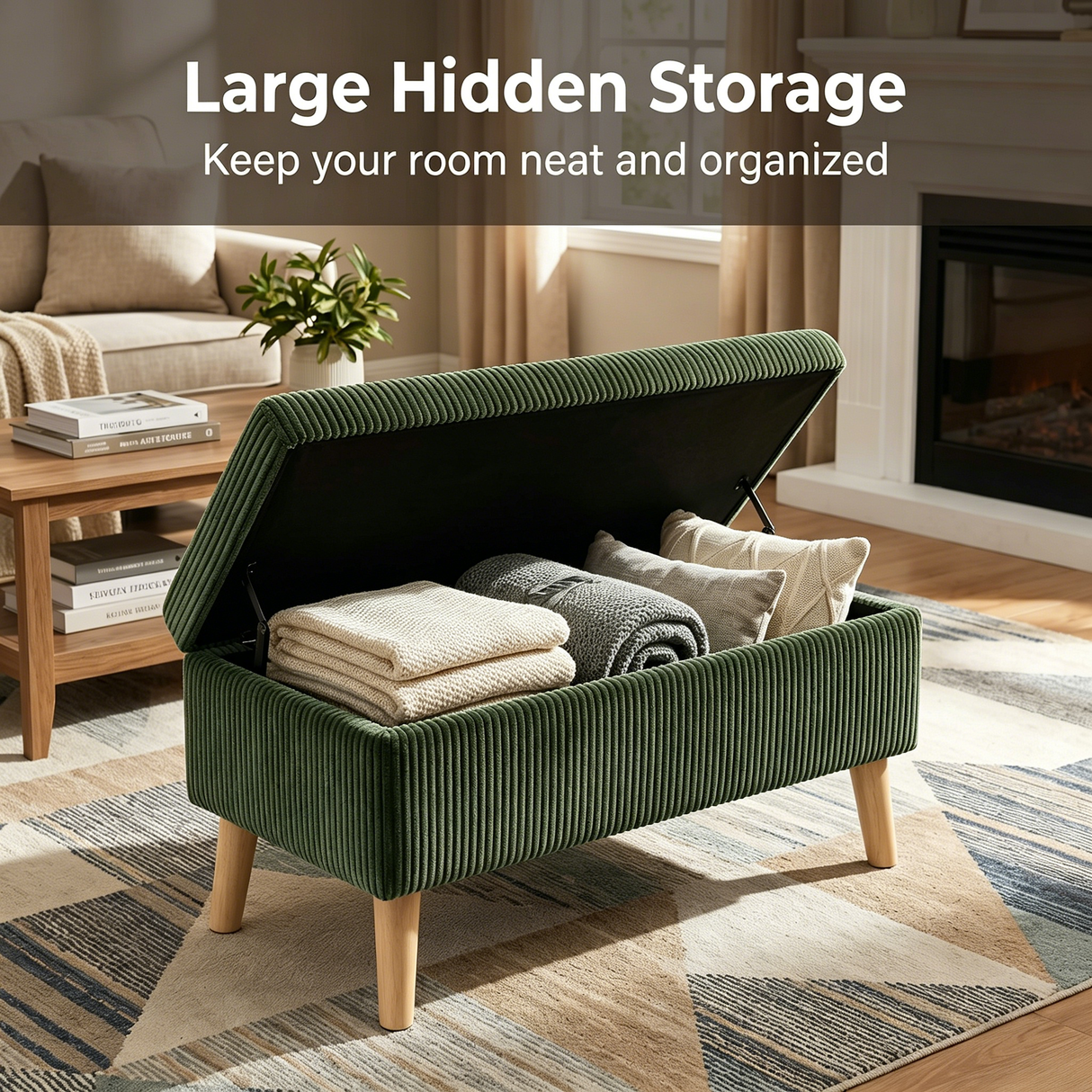 32 Inch Wide Olive Ottoman