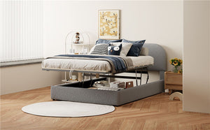 Upholstered Platform Bed With Hydraulic Storage System