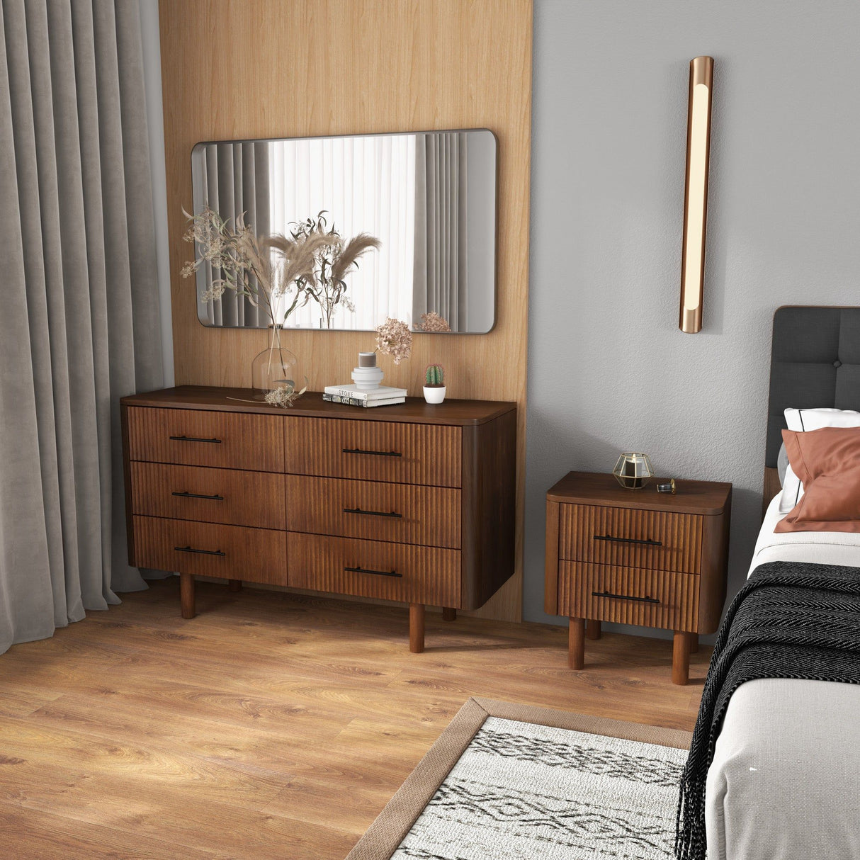 Logan - Nightsd Bed Side Tables With 2 Drawers - Brown
