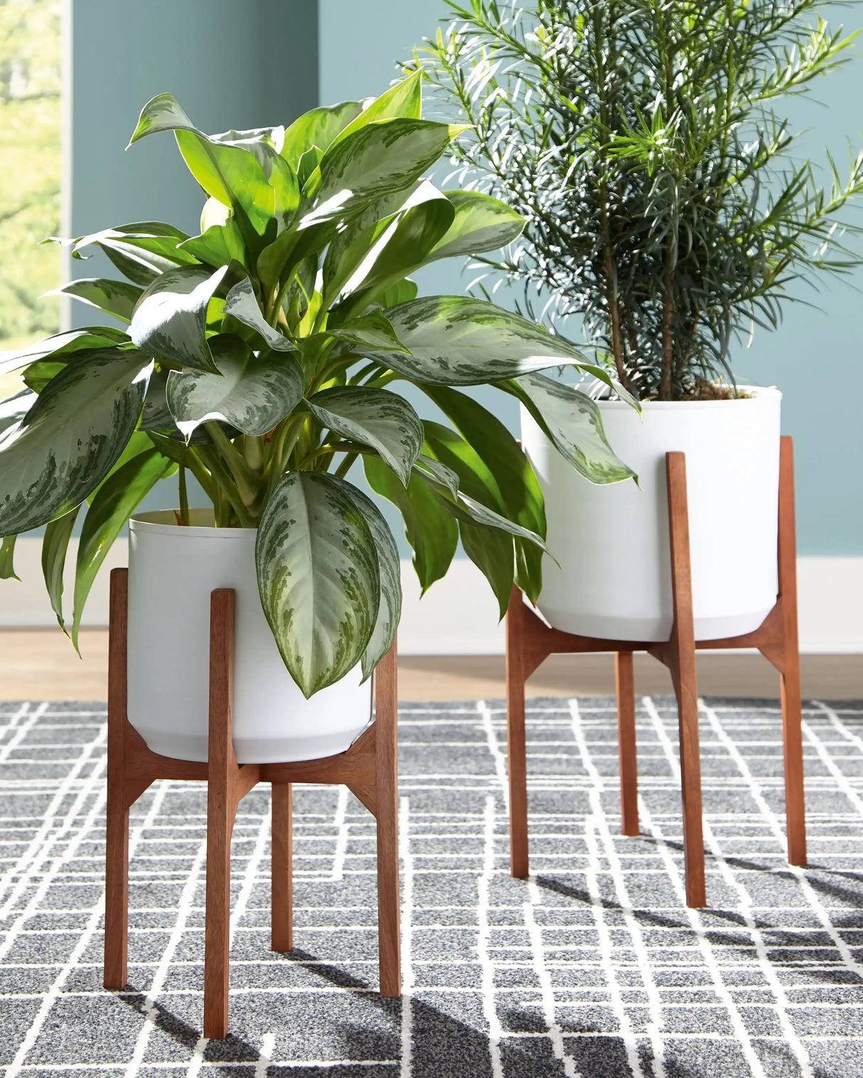 Dorcey - Planter Set (Set of 2) - White / Brown - Best Buy Furniture