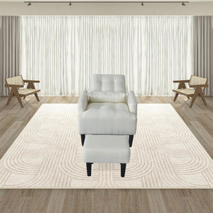 Living Room Sofa Single Chair And Ottoman, Modern Multi-Function Fabric Living Room Sofa Lounge Chair Bed And Stool. Soft Leisure Single Chair Adjustable Into 5 Angles With Sofa Bed