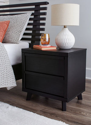 Danziar - Two Drawer Night Stand - Black - Best Buy Furniture