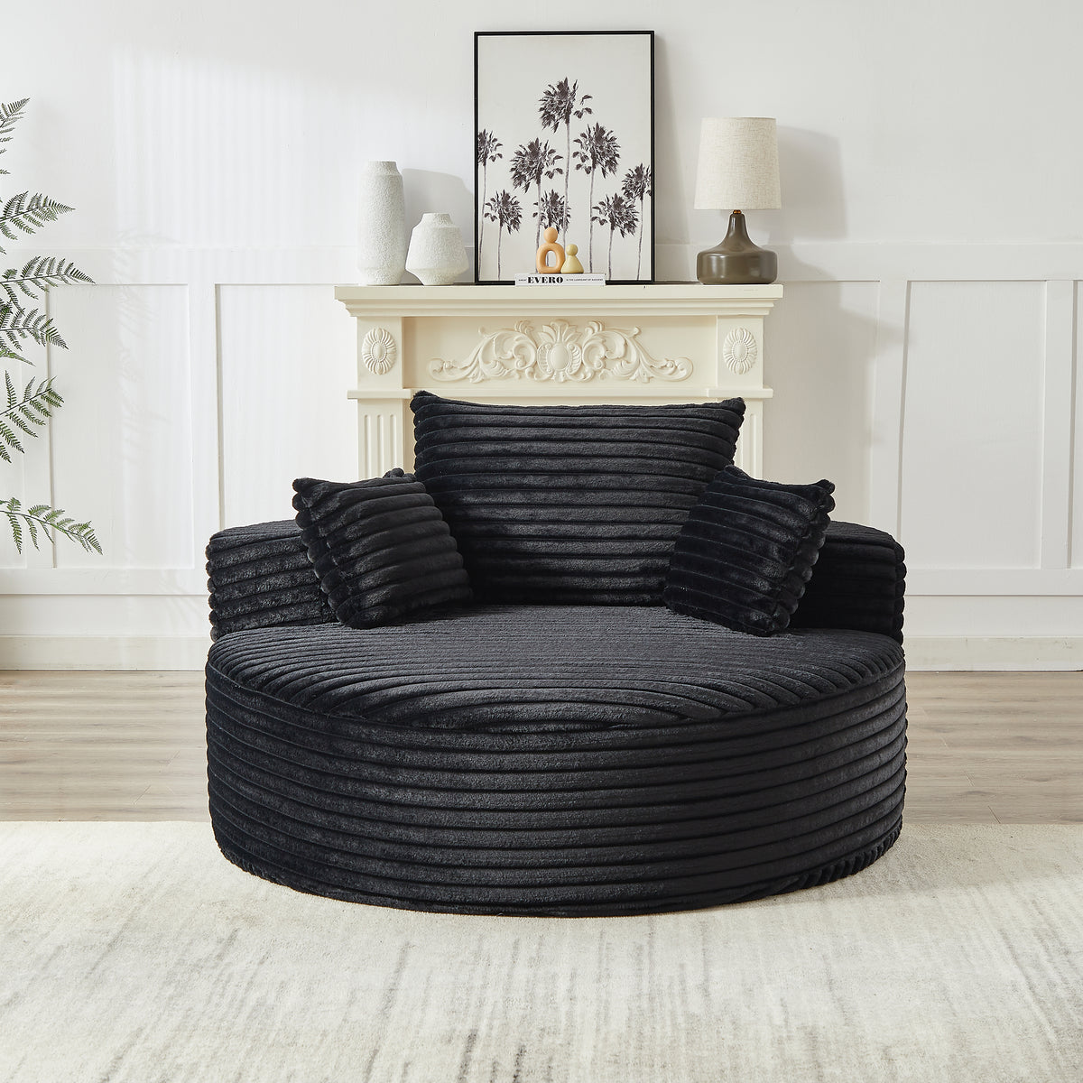 Fluffy Modern Sleeper Chair in Corduroy