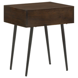 Gibson - Coffee 1 Drawer Rectangular Side Table With Angled Legs - Coffee