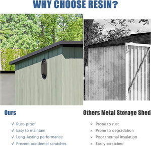 6x11FT Outdoor Resin Storage Shed with Transparent Windows & Louvered Vents