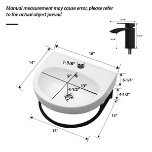Wall Mounted Bathroom Sink With Towel Bar And Faucet - White / Black