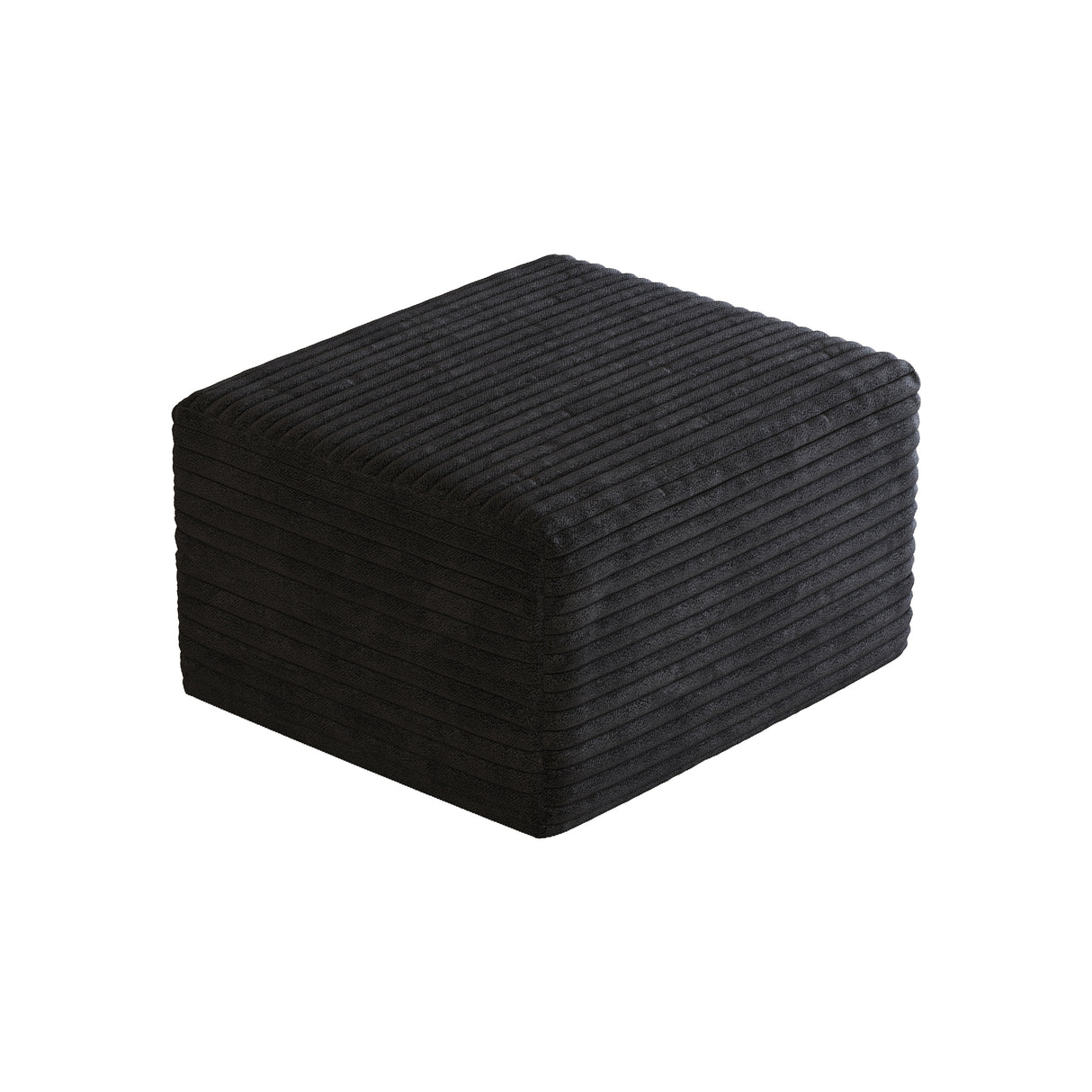 Black Plush Corduroy Sofa Ottoman - No Assembly Required