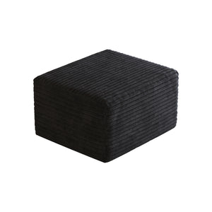 Black Plush Corduroy Sofa Ottoman - No Assembly Required