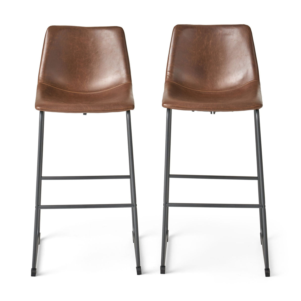 Barstool With Upholstery And Foot Rail - Vintage Brown - Best Buy Furniture