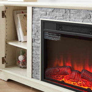 70" Modern TV Stand with 2-Door Storage & 23" Electric Fireplace