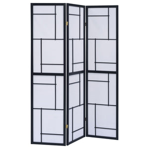 Reese - 3 Panel Room Divider Folding Shoji Screen With Accents - Beige / White