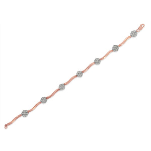 .925 10k Rose Gold Over Sterling Silver 1.0 cttw Diamond Floral Link Bracelet (I-J Color,I3 Clarity)