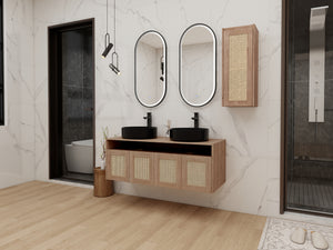 48" Bathroom Vanity with Ceramic Art Sink and Side Cabinet