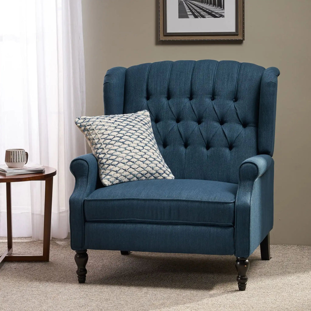 Dunham - Contemporary Fabric Tufted Oversized Pushback Recliner - Best Buy Furniture