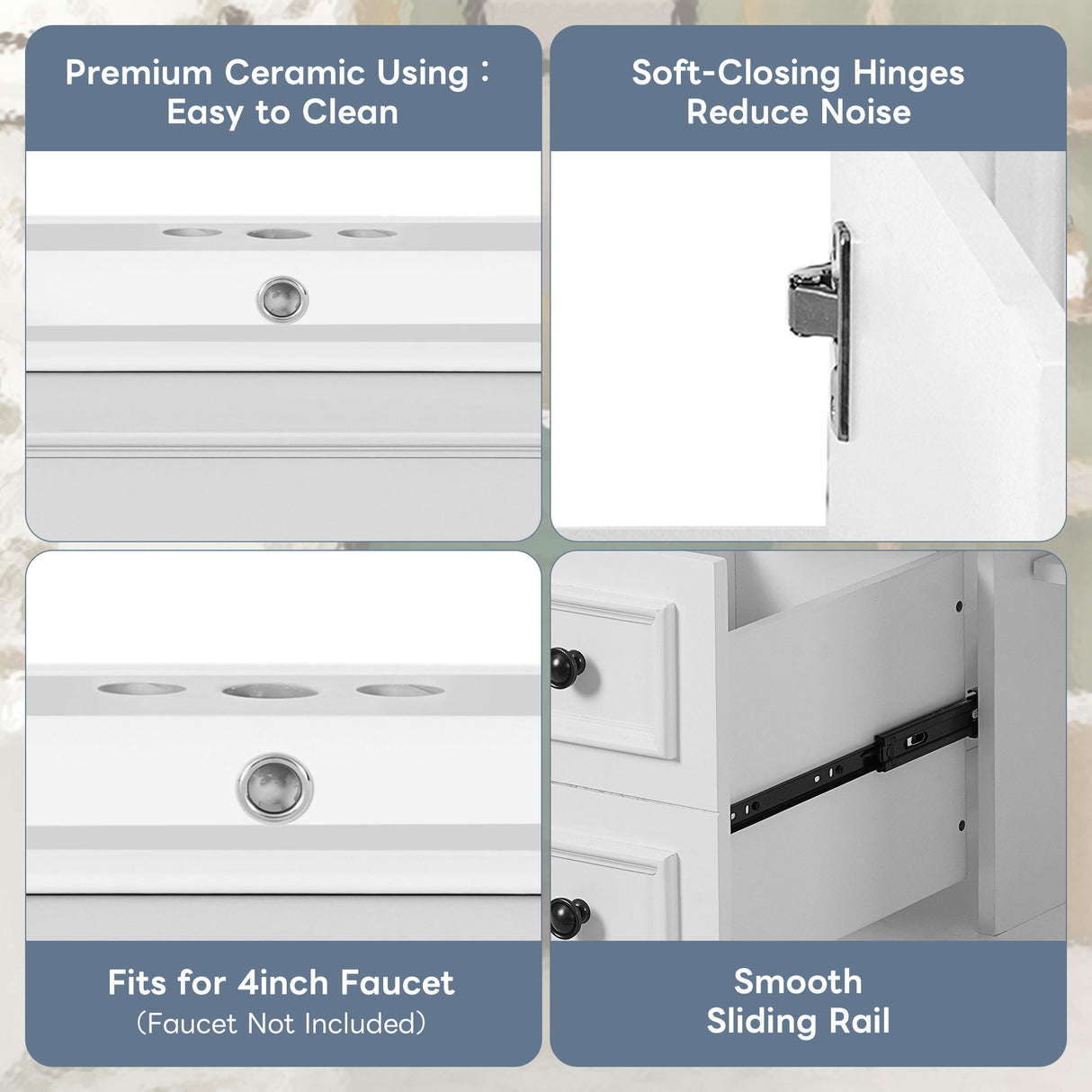 Bathroom Vanity With Sink, Cabinet With 2 Drawers And Adjustable Shelf