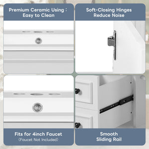Bathroom Vanity With Sink, Cabinet With 2 Drawers And Adjustable Shelf