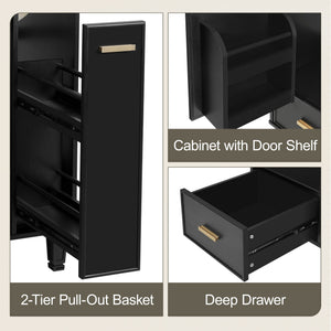 Bathroom Vanity With Sink, Deep Drawer, Door Shelf, 2 Tier Basket
