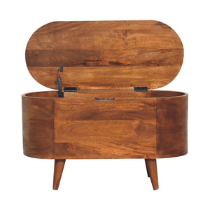 Solid Wood Chestnut Rounded Lid-Up Blanket Box