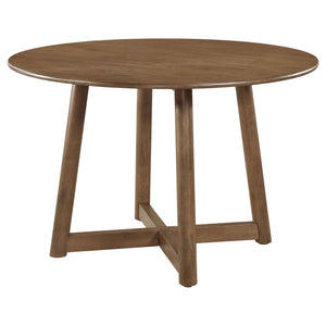 Guinea - 5 Piece Dining Set With Round Table And Upholstered Chairs - Walnut