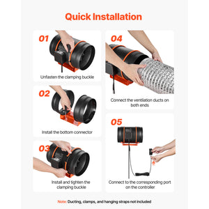 Inline Duct Fan 807 CFM 8 Inch EC Motor Ventilation Fan