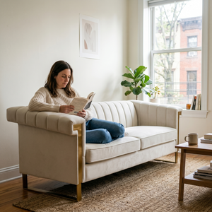 FX-P81B-CW Velvet Sofa