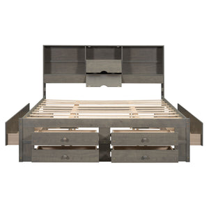 Platform Bed With Storage Headboard And 8 Drawers