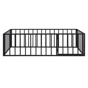Metal Floor Bed Frame With Fence And Door