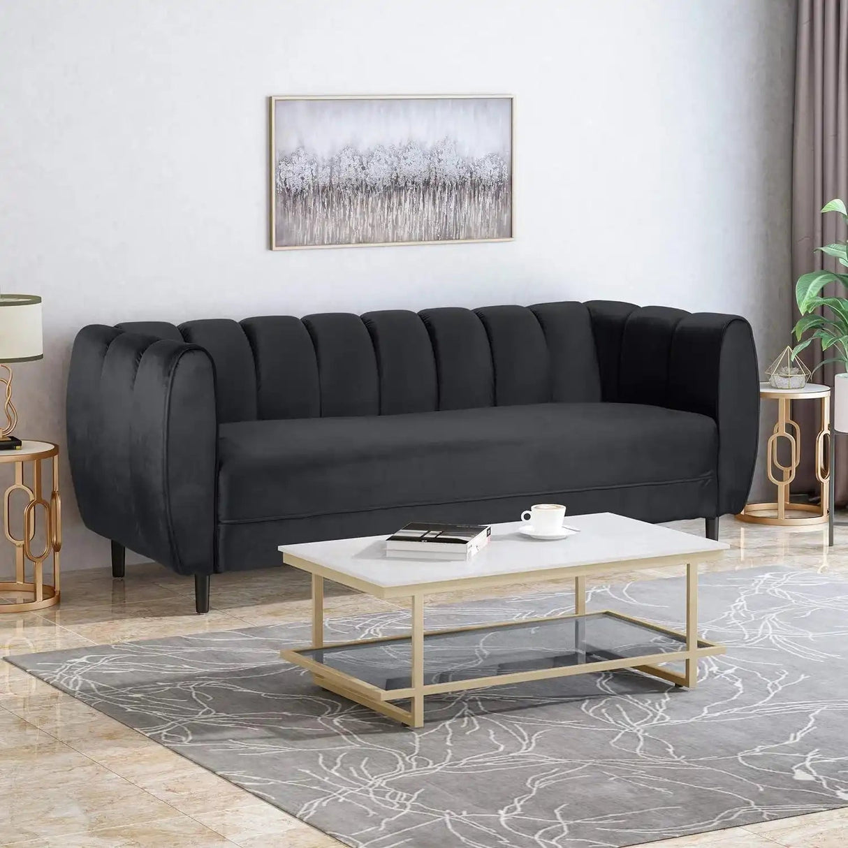 Miranda - Modern Glam Velvet 3 Seater Sofa - Best Buy Furniture