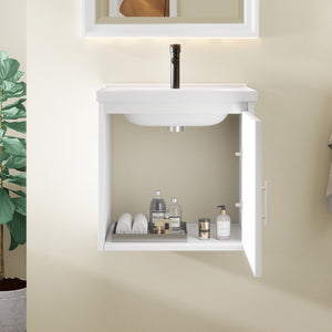 20" Floating Bathroom Vanity, Wall Mounted Plywood Cabinet