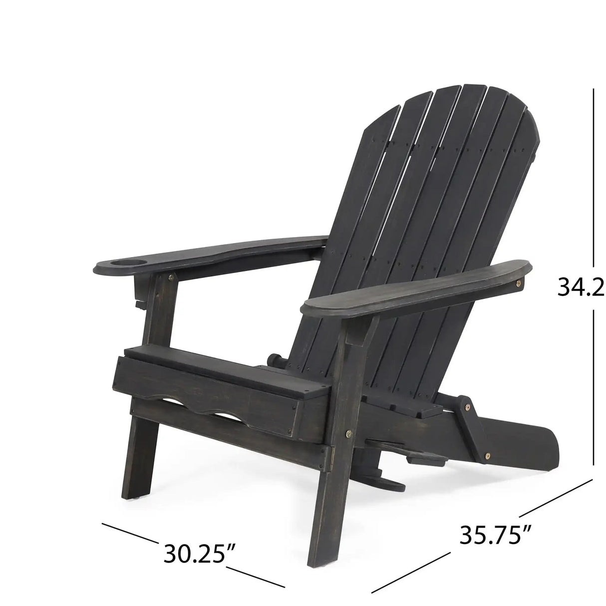 Zenithia - Outdoor Foldable Adirondack Chair With 2 Cup Holders - Best Buy Furniture