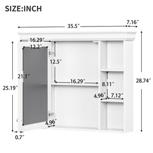 Bathroom Vanity With Medicine Cabinet, Storage Cabinet With 4 Drawers, Adjustable Shelf Mirror