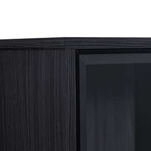 Modern Minimalist Style LED Curio Cabinet With Tempered Glass Door, Metal Legs