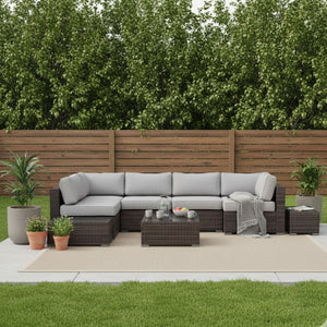 Wicker Sectional Seating Group With Cushions