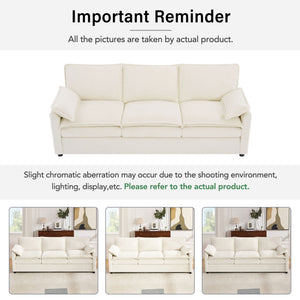 Modern 3 Seater Sofa With Side Storage Pockets For Living Room