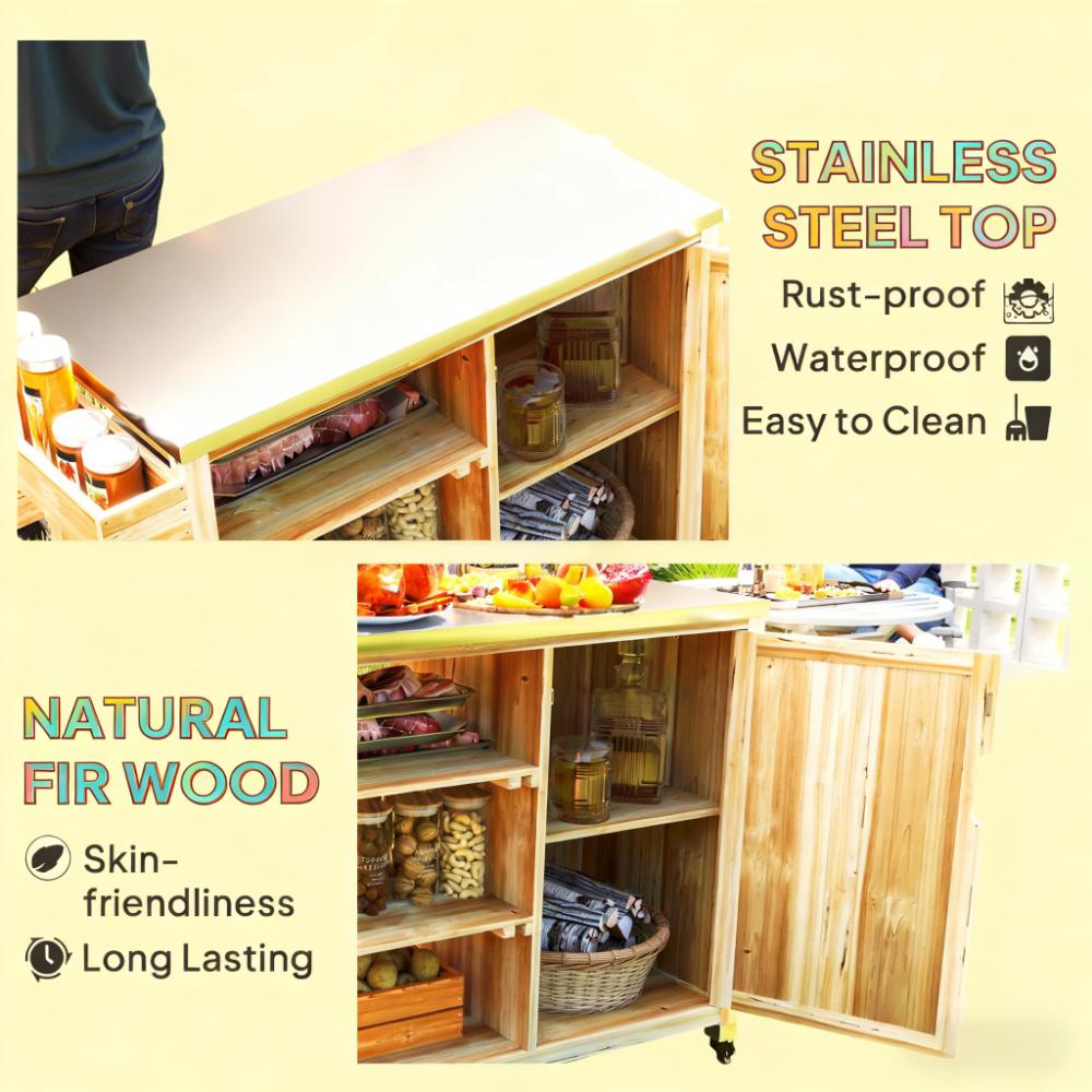 Versatile Storage Cabinets with Stainless Steel Top and Wheels