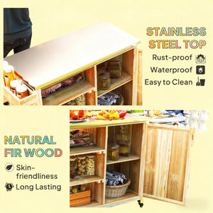 Versatile Storage Cabinets with Stainless Steel Top and Wheels