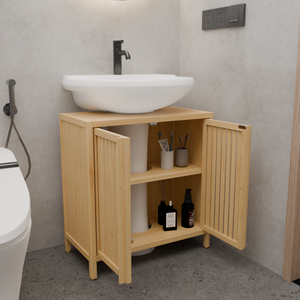 Natural Bamboo Large Capacity Basin Cabinet
