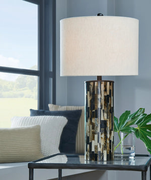 Ellford - Poly Table Lamp - Black / Brown / Cream - Best Buy Furniture